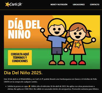 Lanzan promoción por el Día del Niño en Carl's Jr. | Especial