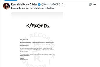 Mensaje de Kenia Os y Peso Pluma, terminan su relación. | Especial