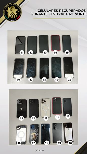 Celulares asegurados. | Cortesía