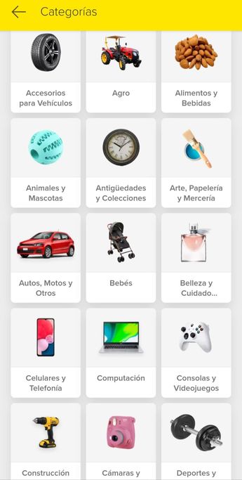 Menú de categorías de Mercado Libre / TELEDIARIO