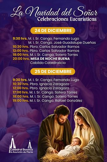 Horarios de misas navideñas en la Catedral de Guadalajara. | Imagen: Catedral Metropolitana de Guadalajara la Asunción