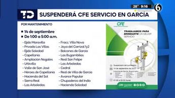 CFE suspenderá servicio de luz en García