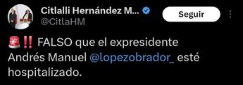 Citlali Hernández desmiente la hospitalización de AMLO