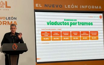 El secretario de Movilidad de Nuevo León, Hernán Villarreal reportó 48 por ciento de avance de la Línea 6 del Metrorrey. | Víctor González