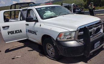 Unidad de la policía de Tizapán atacada/ Cortesía