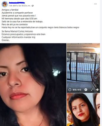 El hermano de Marisol Cortez explicó cómo ocurrió la desaparición. | Especial