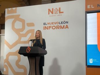 La secretaria de Salud de Nuevo León, Alma Rosa Marroquín en conferencia de prensa del Nuevo León Informa. | Pedro Delgado