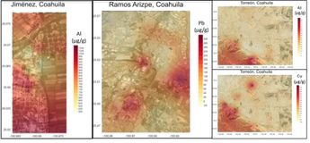 Mapas del estudio muestran distribución de partículas contaminantes en el aire de la región sureste de Coahuila. | Maru Alvarado