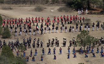 Elementos del Ejército mexicano participan en la escenificación de la Batalla de Puebla / Agencia Enfoque