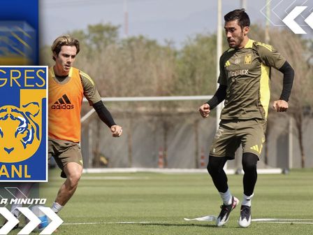 Córdova y Vigón en el entrenamiento de Tigres previo a la Concachampions / @TigresOficial