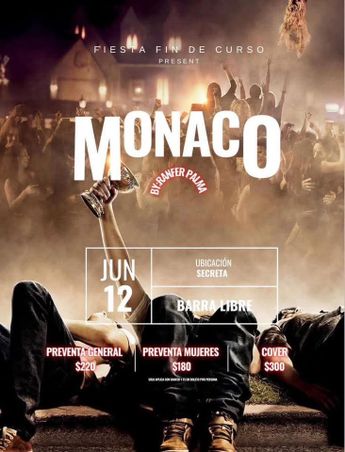 Folleto con el que promocionó la fiesta 'Mónaco' el influencer Ranfer Palma | Especiales