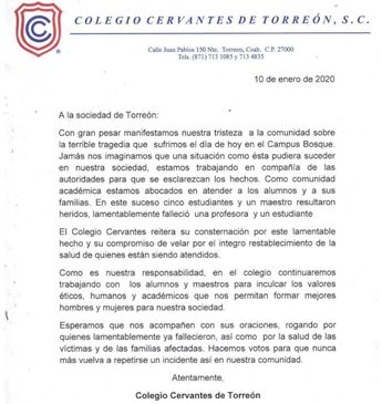 Todo lo que sabemos del tiroteo en Colegio Cervantes; Torreón Coahuila