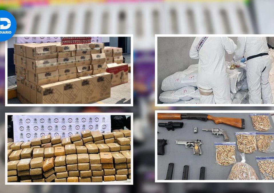 La FGR asegura drogas, armas y bienes, impactando a cuatro cárteles y una red de tráfico de migrantes en 2024.| Especial