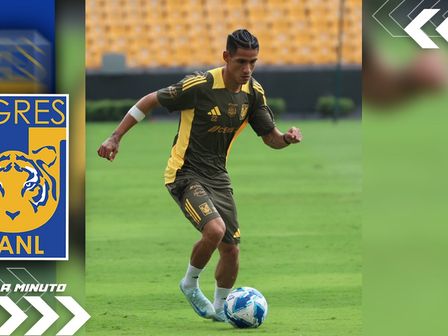 Uriel Antuna durante entrenamiento de Tigres previo a la jornada 6 / @TigresOficial
