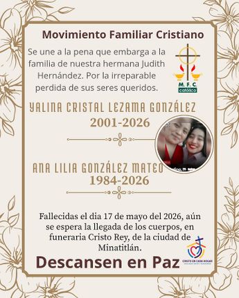 Ambos cuerpos fueron velados en la funeraria Cristo Rey de Minatitlán, según indicó una esquela de un círculo cristiano / Especial