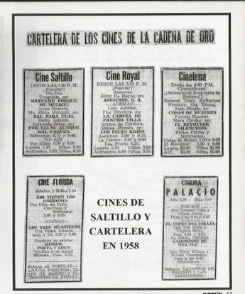 Éstas eran las carteleras de los cines de Saltillo hace varios años.