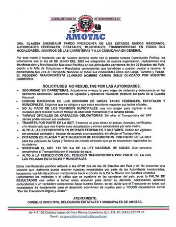 Comunicado oficial de Amotac | Amotac México