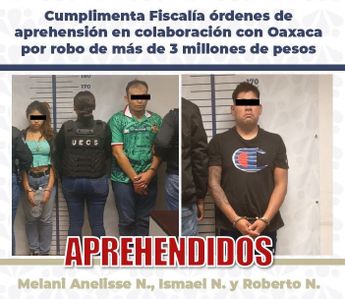 Fue el pasado 10 de mayo que la Fiscalía de Puebla informó sobre la detención de tres miembros de este grupo delictivo / X: @FiscaliaPuebla