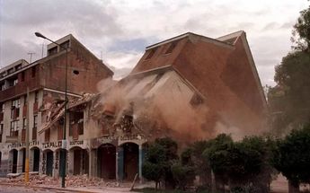 Portales de Amalucan durante sismo de 1999 / Archivo de Puebla Antigua