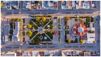 Plaza principal de Allende, Nuevo León desde las alturas. | Cortesía