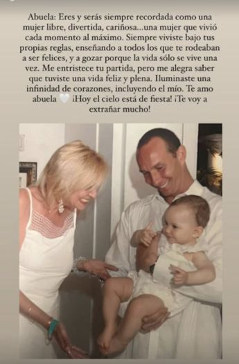 Mía Rubín expresó en redes sociales, la tristeza que le causa esta pérdida
