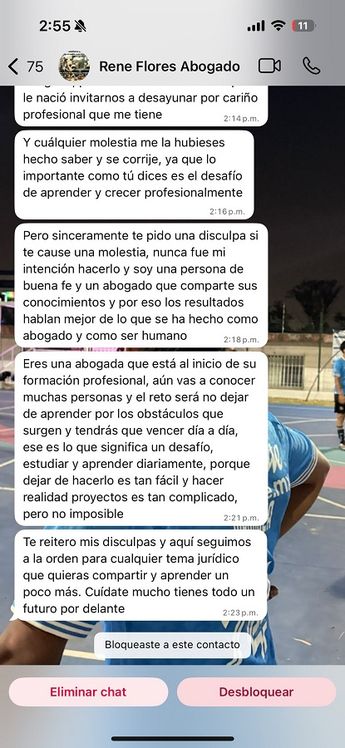 Tras el incidente, el abogado indicó a la joven que durante su carrera se encontrará con "obstáculos" que deberá vencer / Captura de Ari Téllez