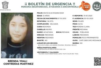 Menor de 12 años desaparece en Los Héroes Tecámac