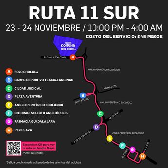 La Ruta 11 Sur es una de las cuatro que ofrece Tecate Comuna para el regreso a casa seguro / Tecate Comuna