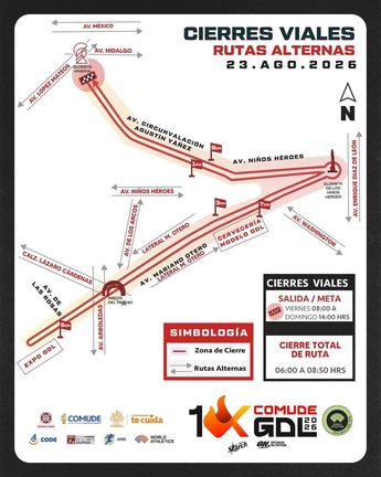 Cierres y rutas alternas para la carrera del 23 de agosto