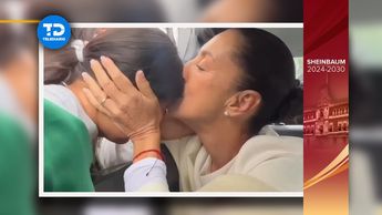 Presidenta Claudia Sheinbaum besa a niña en la frente