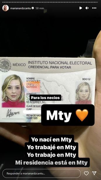INE de Mariana Rodríguez. | Cortesía