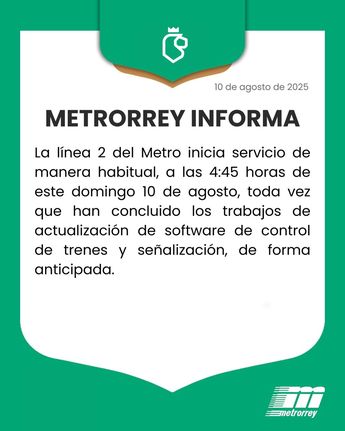 Metrorrey publicó un comunicado en sus redes sociales. | Especial