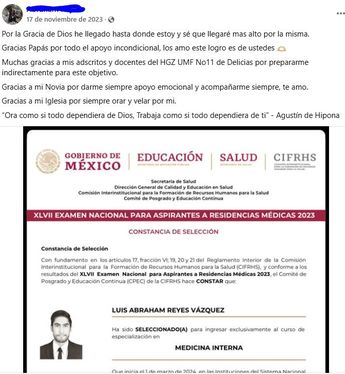 Abraham Reyes hizo una publicación en noviembre de 2023 en donde anunció que recibió su constancia sobre su residencia. | Especial