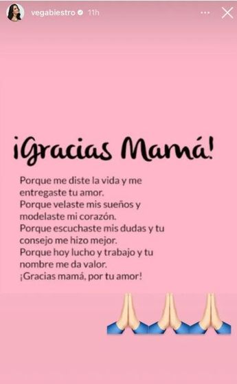 Joanna Vega-Biestro agradeció a su madre por todo lo que hizo por ella.