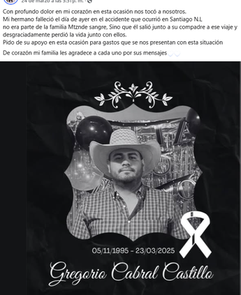 Esto publicó Yesenia de su hermano. | Especial