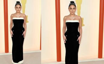 Vanessa Hudgens llega a la alfombra champagne de los Oscar 2023