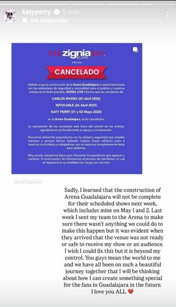 Katy Perry subió una historia a IG lamentando la cancelación/ Especial