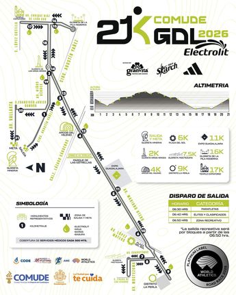 Trayecto del Medio Maratón de Guadalajara 2026. | Imagen: @Maraton_Gdl vía X.