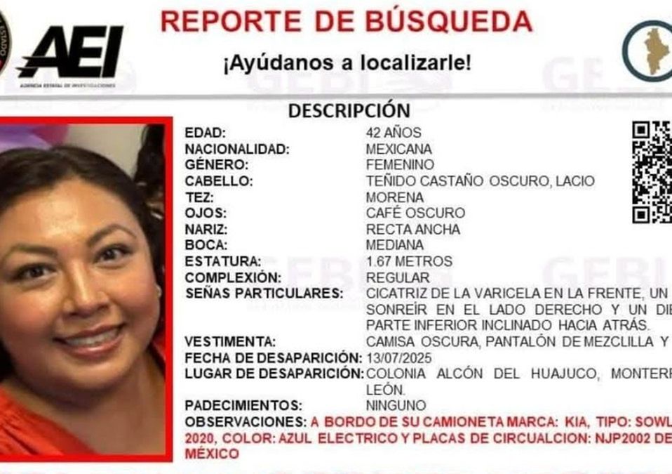 Erika desaparece en Monterrey