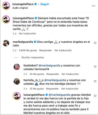 Maribel Guardia le envió sus condolencias a Luis Ángel 'El Flaco'