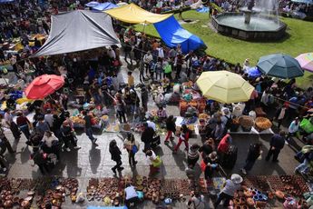 El mercado lució multicolor en la Plaza de la Concordia / Andrés Cholula