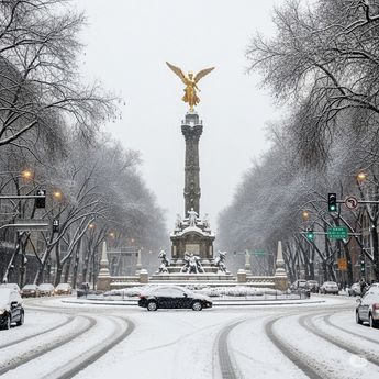 Así se vería el Ángel de Independencia si cayera nieve en CdMx | Gemini