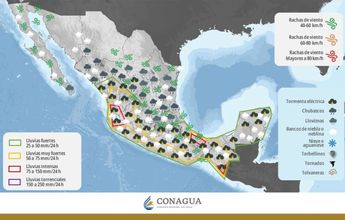 Mapa del tiempo significativo para este 1 de octubre | @conagua_clima vía X