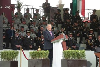 El presidente en el evento aniversario de la Guardia Nacional en el Campo Marte. | Jesús Quintanar