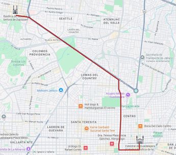 El recorrido será muy parecido al que tomaba la Virgen de Ávila Camacho. | Imagen: Google Maps