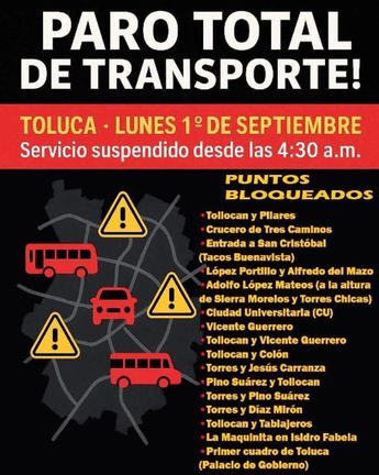 Al menos 16 rutas de transporte público se verán afectadas por el paro de transportistas en el Estado de México | Mellissa López