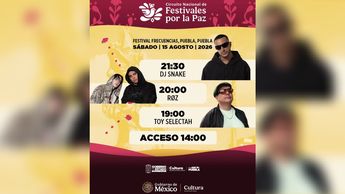 Cartelera completa del Festival Juventudes que se realizará en Plaza de la Victoria Puebla | Secretaría de Cultura
