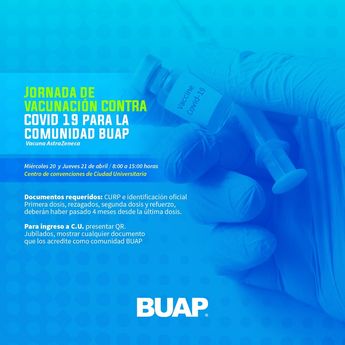 Convocatoria para vacunación contra covid-19 en la Buap