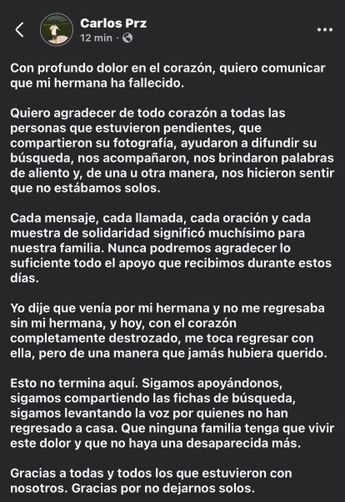 El hermano de la joven confirmó su localización sin vida. | Carlos Prz