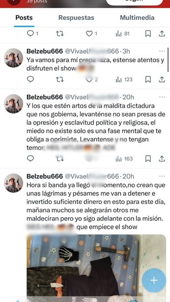 Lista de post que compartió el agresor antes de atacar / Especial